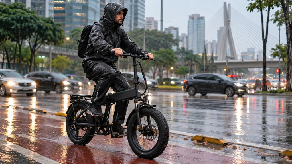 Bicicleta elétrica pode andar na chuva? Cuidados com motor e bateria