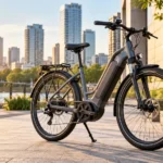 Bicicleta elétrica urbana em área moderna da cidade
